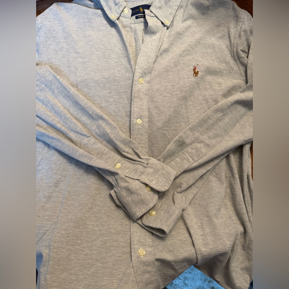 Ralph Lauren Light Gray Casual Soft Button Down Shirt